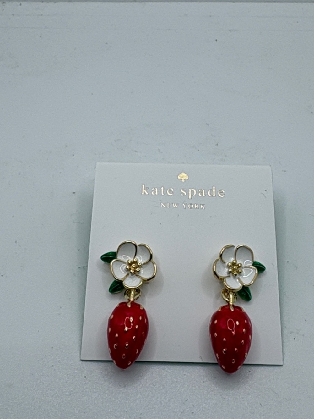 kate spade Red Strawberry & White Flower Drop Earrings